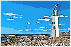 Unique Shape of Scituate Light Tower- Digital Painting